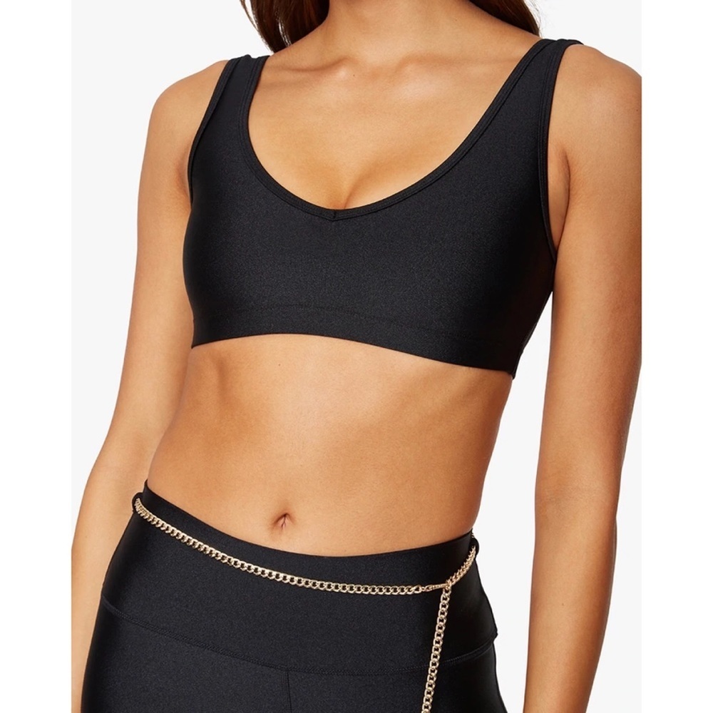 WEWOREWHAT V-NECK METALLIC SPORTS BRA